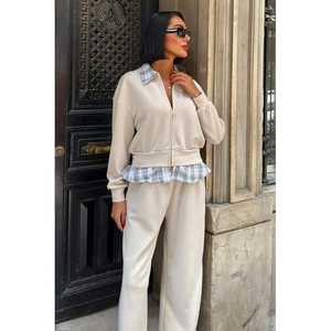 Costume en modal pour femme avec col et ourlet décorés 10252 Manteaux en fausse fourrure - Product Image 6