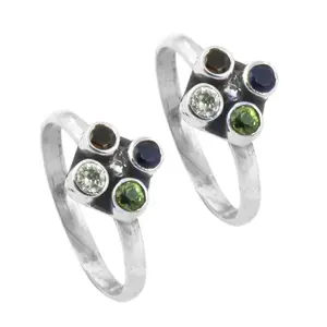 925 <b>Silver</b> Multi-Gemstone <b>Toe</b> <b>Rings</b> for Women Diamond Statement Jewelry for Wedding and Engagement - Product Image 3