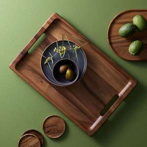 Salisbury Co Seville Plateau de service rectangulaire avec poignée Ce plateau est en bois Acacia Bois Grain naturel Design Home Decor - Product Image 2