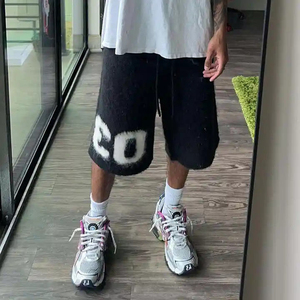 Hot Sale Summer Mohair <b>Shorts</b> <b>Baggy</b> Custom Logo Unisex Plus Size Drawstring Knit Mohair <b>Shorts</b> Pants for <b>Men</b> - Product Image 2