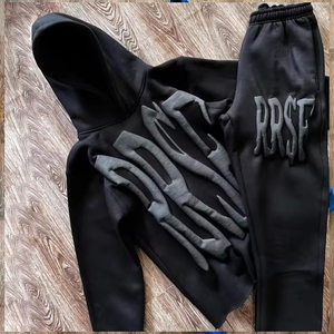 Custom Winter Regular Fit <b>Jogger</b> Sweatsuits Puff Printed Rhinestone Sweatpants Hoodie Set Tracksuit 2 Piece Street Wear 100% - Product Image 5