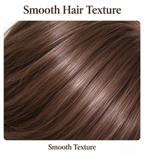 วิกผมบ๊อบทรงเห็ดทำจากผมแท้ 100% สีน้ำตาล วิกผมบ๊อบสั้นพร้อมหน้าม้าตรงธรรมชาติสำหรับผู้หญิง - Product Image 4