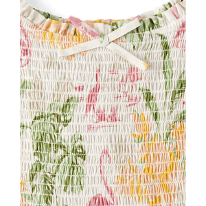 Vestido Midi Elegante Blanco Tropical para Mujer de Childrens Place, con Escote Fruncido, 100% Algodón, Cierre Tipo Pullover y Cintura Elástica - Product Image 2