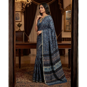 Sari étnico Chanderi con bordado y blusa, de seda suave y pesada, estilo pakistaní y Bollywood para Salwar Kameez - Product Image 2