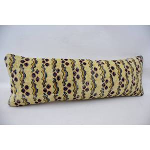 Beige Kantha Wool <b>Pillow</b>, 12x36 Inches, Woven Pattern - Product Image 3