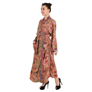 Nuevo Kimono Boho para Mujer, de Seda, Rosa y Azul, con Estampado Paisley Floral, de Lujo, para Aniversario, Regalo de Cumpleaños, Bata de Playa Suave de Regal House - Product Image 3