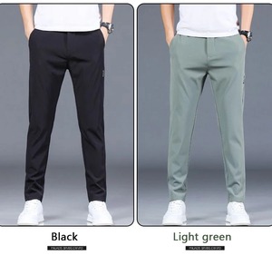 กางเกงขายาวผู้ชายผ้าไอซ์ซิลค์ ทรงบาง สไตล์ลำลองธุรกิจ ใส่ได้ทั้งกลางแจ้งและในเมือง ฤดูร้อน 2024 ยืดหยุ่น ระบายอากาศดี สีพื้น เอวยางยืด ความยาวระดับเข่า ทรงตรง มีเชือกผูก - Product Image 4