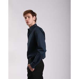 Camicia da uomo blu slim fit Slim fantasia Slim fit a maniche lunghe - Product Image 3