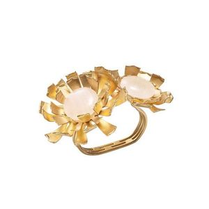 Top vente spirale galvanoplastie luxe rond de serviette salle à manger fête de mariage décoration métal demi-cercle Table rond de serviette - Product Image 2