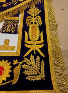 Delantal Masónico de Moda Vintage Cuadrado, Transpirable y Ecológico, con Bordado de Hilo de Oro y Encaje, para Maestro Masón de Logia Azul, Gran Regalia - Product Image 4