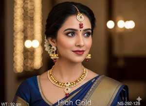 ชุดสร้อยคอโบราณเครื่องประดับแฟชั่นสูงสีทอง92gm สร้อยคอผู้หญิงพร้อมต่างหู - Product Image 4