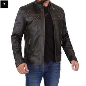 Meilleur design Veste en cuir pour hommes avec fermeture éclair à l'avant Vêtements décontractés en peau de mouton de haute qualité pour l'hiver Prix - Product Image 4
