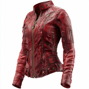 Blousons en cuir pour femmes OEM Letterman Fashion Wear Veste en cuir Top Ladies Motor Cycle Manteau en cuir pour femmes - Product Image 5