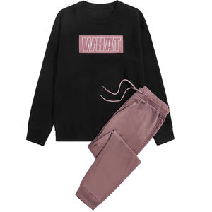 Jersey con estampado de letras para hombre, pantalones de chándal de cintura con cordón, bordado personalizado de alta calidad, conjunto liso de verano en blanco, OEM - Product Image 3