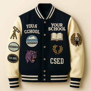 Veste universitaire en laine en gros avec manches en cuir véritable | Veste bombardier Letterman College personnalisée | Équipe OEM/ODM et vestes de mode - Product Image 3