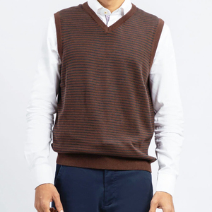 เสื้อสเวตเตอร์ถักแขนกุดลำลองสำหรับผู้ชายเสื้อสเวตเตอร์ถัก100% สีพื้นเสื้อสเวตเตอร์ขนสัตว์2026 - Product Image 3