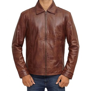 Nouveau blouson aviateur professionnel en cuir de chèvre marron personnalisé à la mode veste en cuir véritable pour hommes - Product Image 3