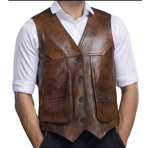 New Top Quality Fashion Wear 2025 High Quality Leather <b>Vests</b> Breathable Customized Good Quality Top Design Leather <b>Vest</b> - Product Image 2