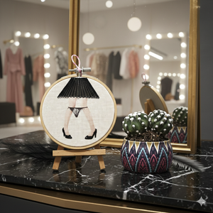 Cercle à broder de 10 cm, fini à la main, pour l'art de la broderie |   Petit tableau mural en coton pour boutiques et magasins de cadeaux – Art textile par transfert d'image - Product Image 3