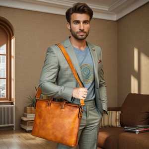 Waterproof Designer Man Woman Best Brown Work Business <b>Computer</b> <b>Bags</b> Men Women Messenger Office Vintage Leather Laptop <b>Bag</b> - Product Image 5