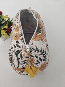 Hecho a mano ecológico acolchado algodón moderno Floral indio viaje maquillaje organizador caso capacidad media para bolsa cremallera - Product Image 5