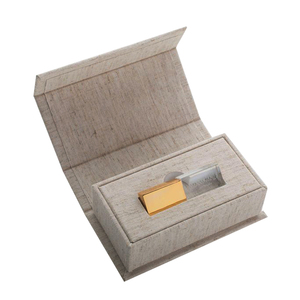 Brivote Boîte de clé USB de mariage en lin Offre Spéciale personnalisée Boîte d'emballage USB pour photographes - Product Image 2