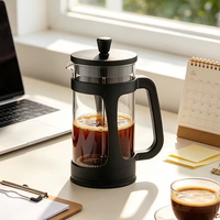 Glazen French Press Eco-vriendelijke Koffie- en Theemaker BPA-VRIJ Aangepast Logo Groothandel Borosilicaat Glazen Koffiezetapparaat met Handvat