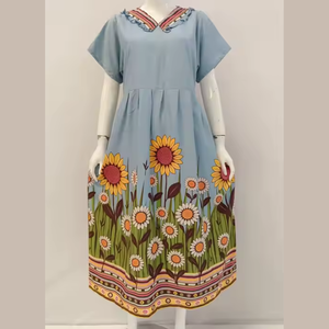 Chibi ชุดเดรสลำลองสำหรับผู้หญิง, คอลเลคชั่นใหม่ฤดูร้อนชุดนอนแขนสั้นสวมใส่สบายพร้อมสายรัดหลังยาวถึงเข่า - Product Image 2