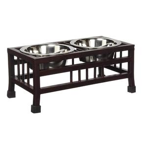 Modern Arrival Custom Handcrafted Eco-Friendly Portable Dog Bowl New Wooden Square Base with Metal Bowl for Pet Animals - Product Image 4