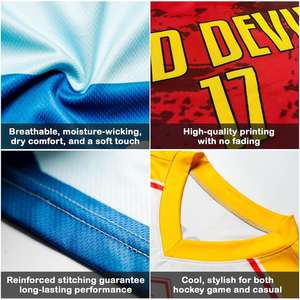 Maillot de hockey sur glace personnalisé, uniforme d'équipe professionnel, sublimé, nom et numéro personnalisés, respirant, vêtements de sport d'entraînement, haut - Product Image 6