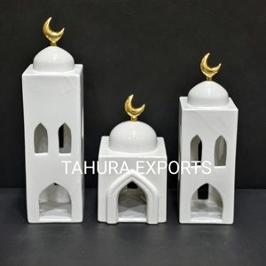 New Launch Serene Hand-Crafted Patterned Ceramic Ramadan Eid <b>Lantern</b> <b>Tealight</b> Holder Decorative Ambient Spiritual Festive Home - Product Image 6