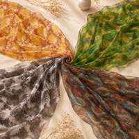 Nouveau tissu en mousseline de soie moelleux, imprimé floral personnalisé, sans MOQ, textile léger pour vêtements féminins, artisanat fait main et coussins