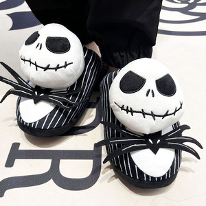 Dessin animé maison hiver maison mode Halloween crâne <span class=keywords><strong>Jack</strong></span> poupée pantoufle Super doux peluche avec PP coton plus chaud pour hommes enfants - Product Image 6