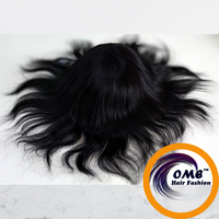 Système de remplacement capillaire pour hommes OME, base monofilament transparente, cheveux indiens longs non-Remy, mélange noir avec baby hair et frange, toupet
