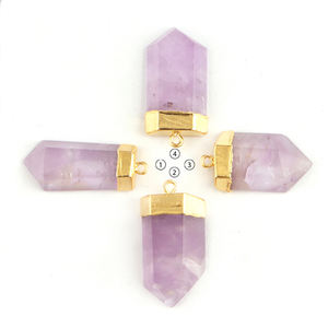 Haute qualité naturel améthyste or galvanisé simple Bail pendentif connecteur collier à faire soi-même bijoux de mode pendentifs en gros - Product Image 5