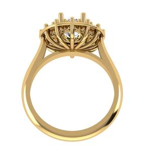 Anillo Halo Floral Vintage con un Diamante Ovalado Cultivado en Laboratorio, Engastado en Oro Amarillo Fino de 10K, Clásico y Personalizable para Mujer - Product Image 3