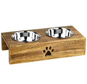 Ensemble de bols et de mangeoires pour animaux de compagnie en bois naturel avec base antidérapante pour chats et chiens en provenance d'Inde - Product Image 3