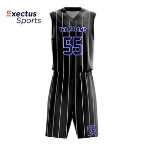 Vente en gros d'uniformes de maillots de basket-ball respirants personnalisés 100% polyester Design réversible Vêtements de sport sublimés Gilet vierge imprimé - Product Image 1