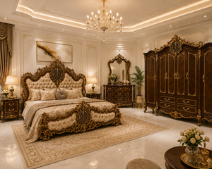 Juego de Cama de Madera de Teca de Lujo Estilo Castillo, Tallado a Mano, Muebles de Dormitorio Reales Duraderos con 5+ Cajones, Fabricante Exportador - Product Image 6