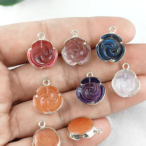 Exquisite Rose Carved Pink Tourmaline Gemstone DIY Handmade Fine Pendants & Charms Bulk Wholesale Supply for <b>Jewelry</b> Making - Product Image 3