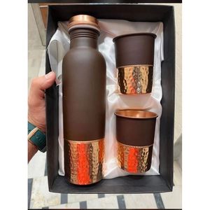 ชุดขวดน้ำทองแดงแท้พร้อมขวดน้ำพิมพ์ลาย - Product Image 3