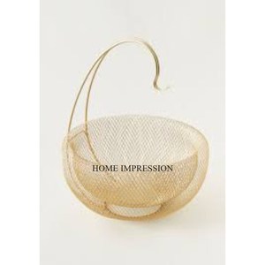 ตะกร้าใส่ขนมปังและผลไม้ทำจากลวดโลหะชุบทองเกรดสูงดีไซน์เนอร์แฟนซีไม่เหมือนใคร - Product Image 1