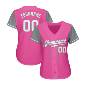 Uniforme de baseball de qualité supérieure, manches courtes, couleur rose et gris, maillot avec vêtements de sport confortables, uniforme de baseball - Product Image 2