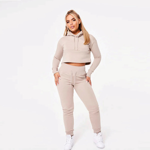 Sudadera con Capucha y Cordón Ajustable para Mujer, 65% Algodón, 35% Poliéster, Estilo Crop, Color Azul Cielo - Product Image 2