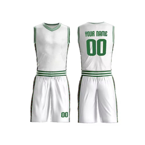 Conjunto de camiseta de baloncesto para hombre, uniforme deportivo sublimado con gradiente blanco y azul, sin mangas, cuello en V, absorbe la humedad, 100% poliéster - Product Image 4