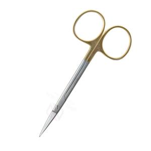 Tijeras Dentales Rectas Manuales de Acero Inoxidable de 115 mm, Chapadas en Oro |   Herramientas Quirúrgicas de Alta Calidad con Certificación CE para - Product Image 4