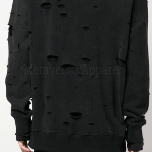 Cotton Blended Fabric Private Label Low MOQ <b>Mens</b> Distressed Pullover <b>Hoodies</b> Hot Selling Distressed <b>Hoodies</b> Made in Pakistan - Product Image 6