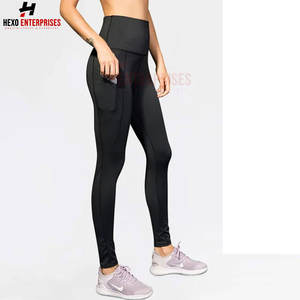 High Waisted Women's Sports Workout Yoga Pants New Design Custom <b>Gym</b> Fitness <b>Leggings</b> With <b>Pocket</b> Wholesale Supply - Product Image 3