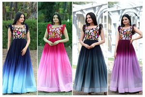 Designer <b>Gown</b> Style Reyon Foil Printed New Design Kurtis for <b>Ladies</b> - Product Image 2