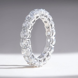 Anillo de Diamantes Cultivados en Laboratorio con Certificación IGI, Corte Brillante Redondo, Banda Completa de Eternidad, Plata Sólida 925, Anillo de Aniversario de Bodas para Mujer - Product Image 2
